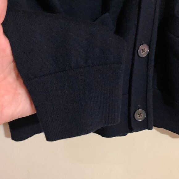 Banana Republic Fall Preppy Navy Merino Italian Wool Cardigan. Size Tall Medium - Picture 5 of 8